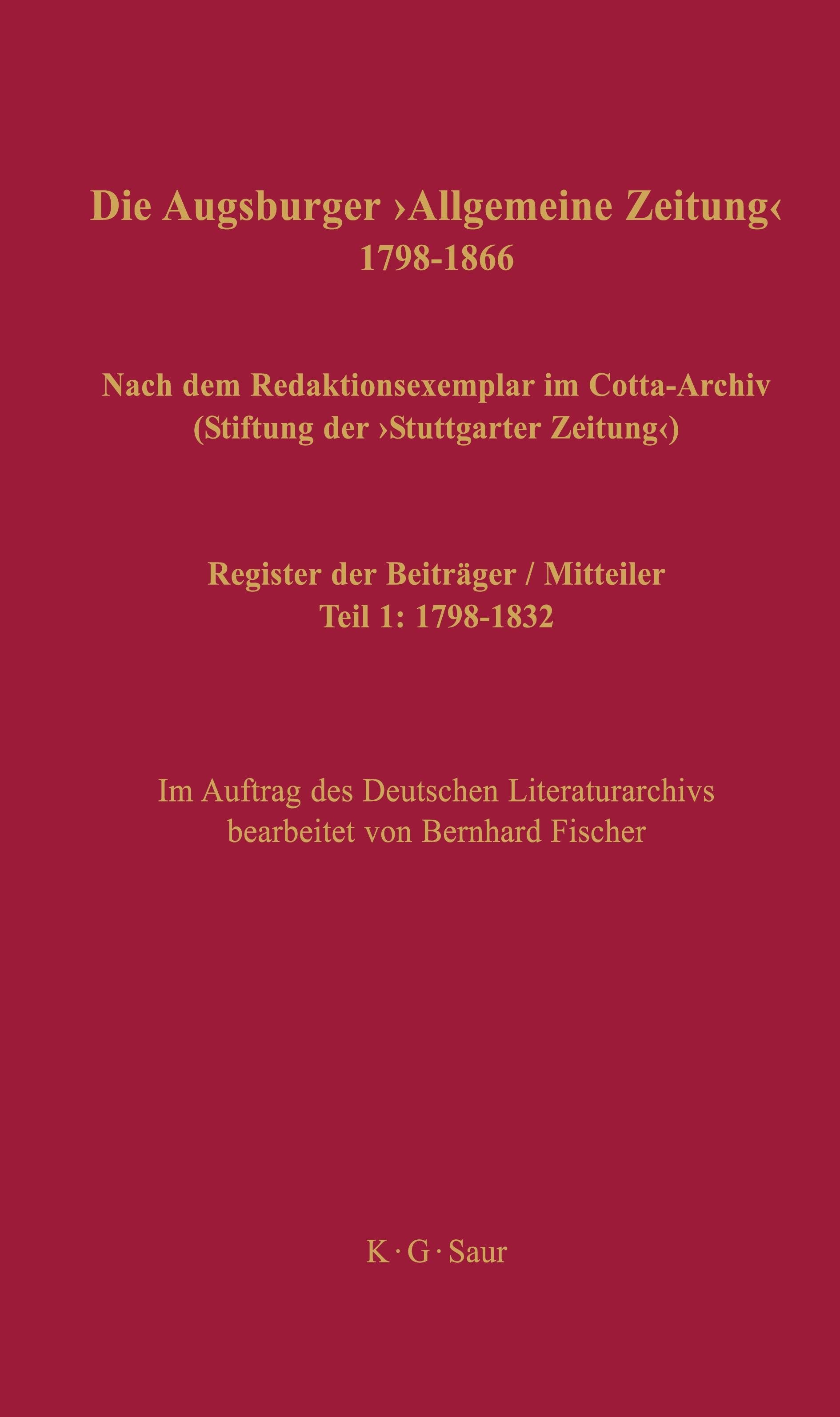 Register der Beiträger / Mitteiler