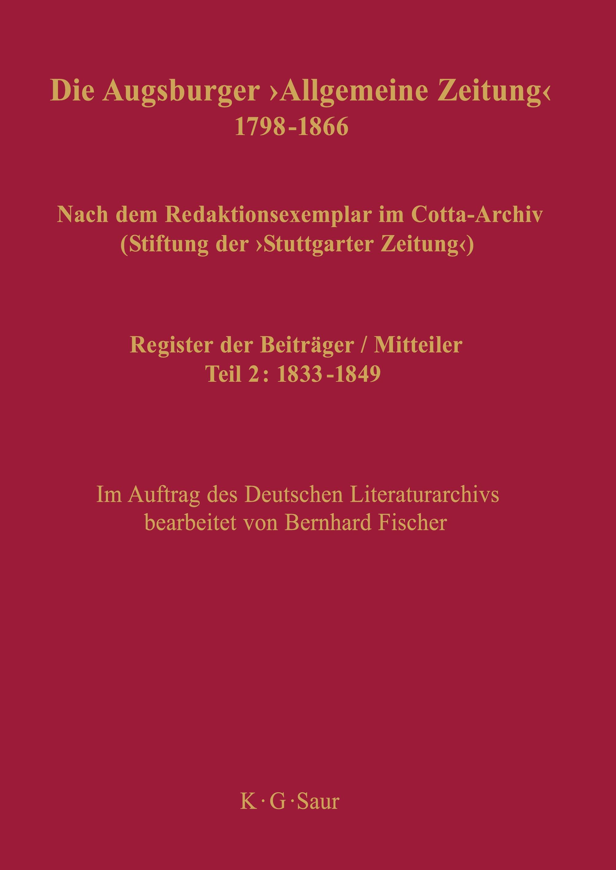 Register der Beiträger / Mitteiler