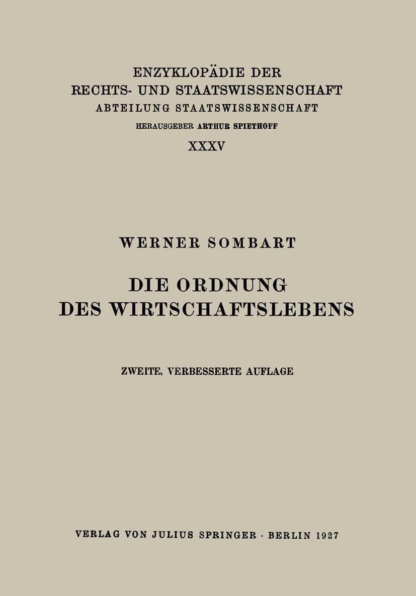 Die Ordnung des Wirtschaftslebens
