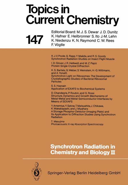 Synchrotron Radiation in Chemistry and Biology II