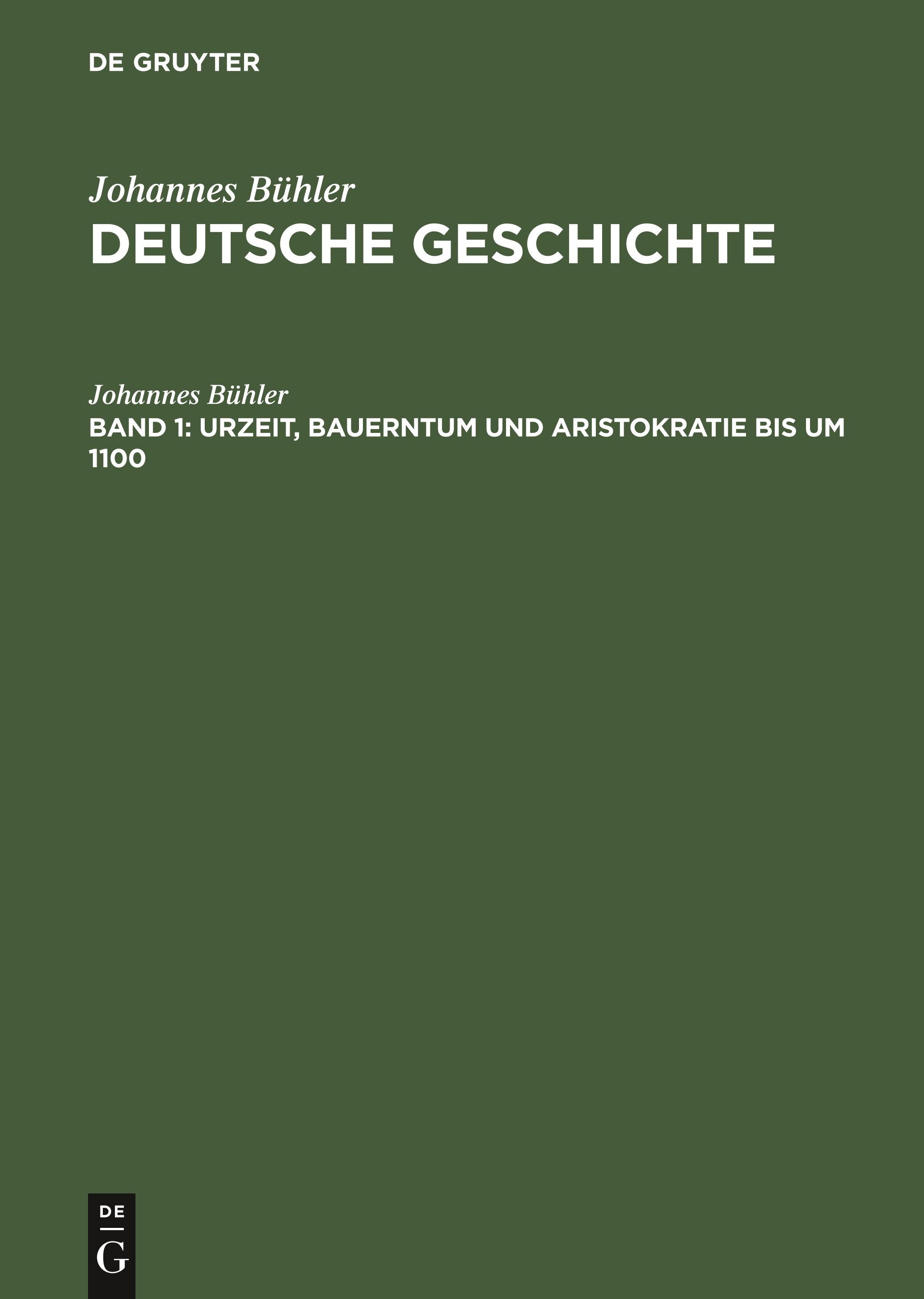Urzeit, Bauerntum und Aristokratie bis um 1100