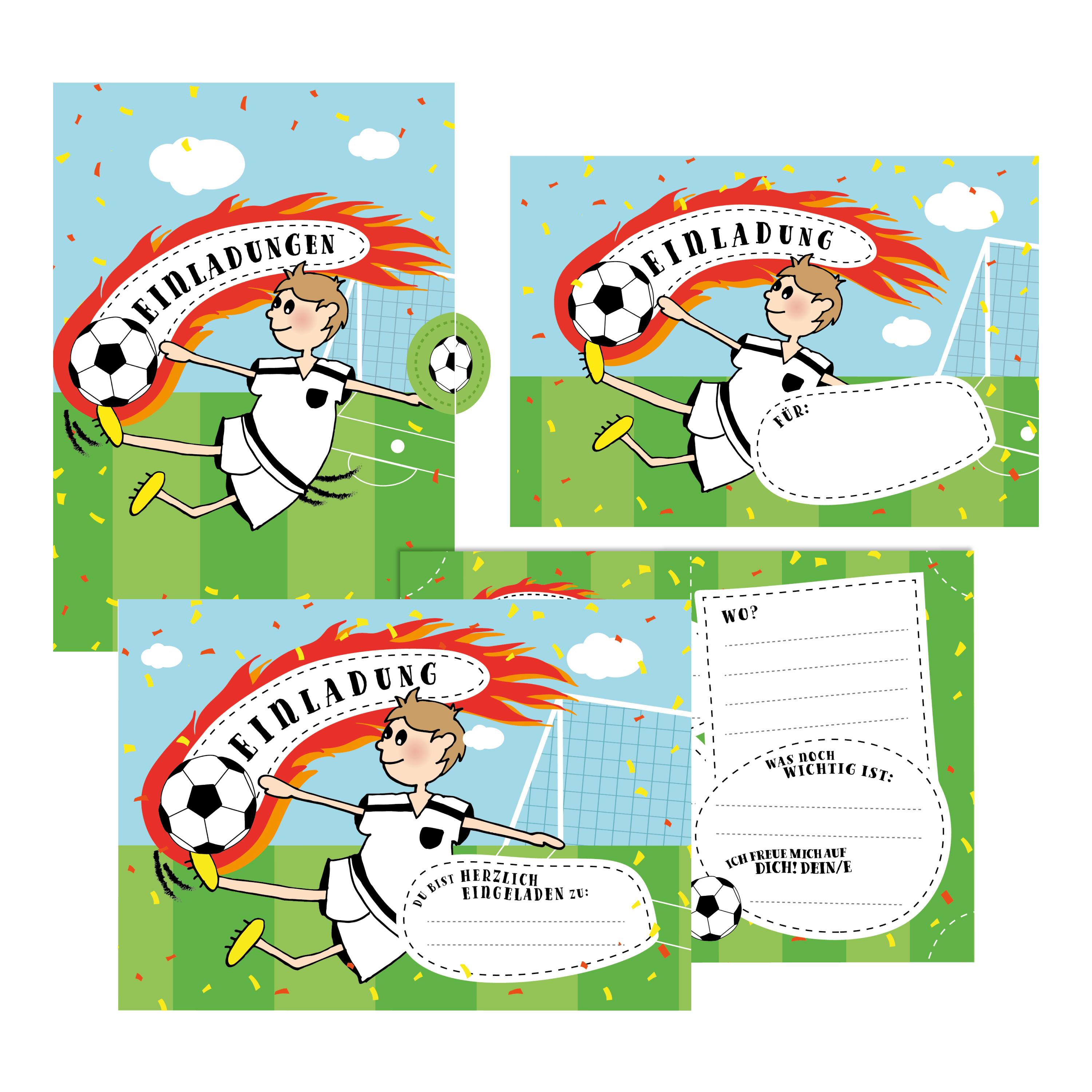 12 Einladungskarten Fußball zum Geburtstag für Jungs inkl. Umschläge