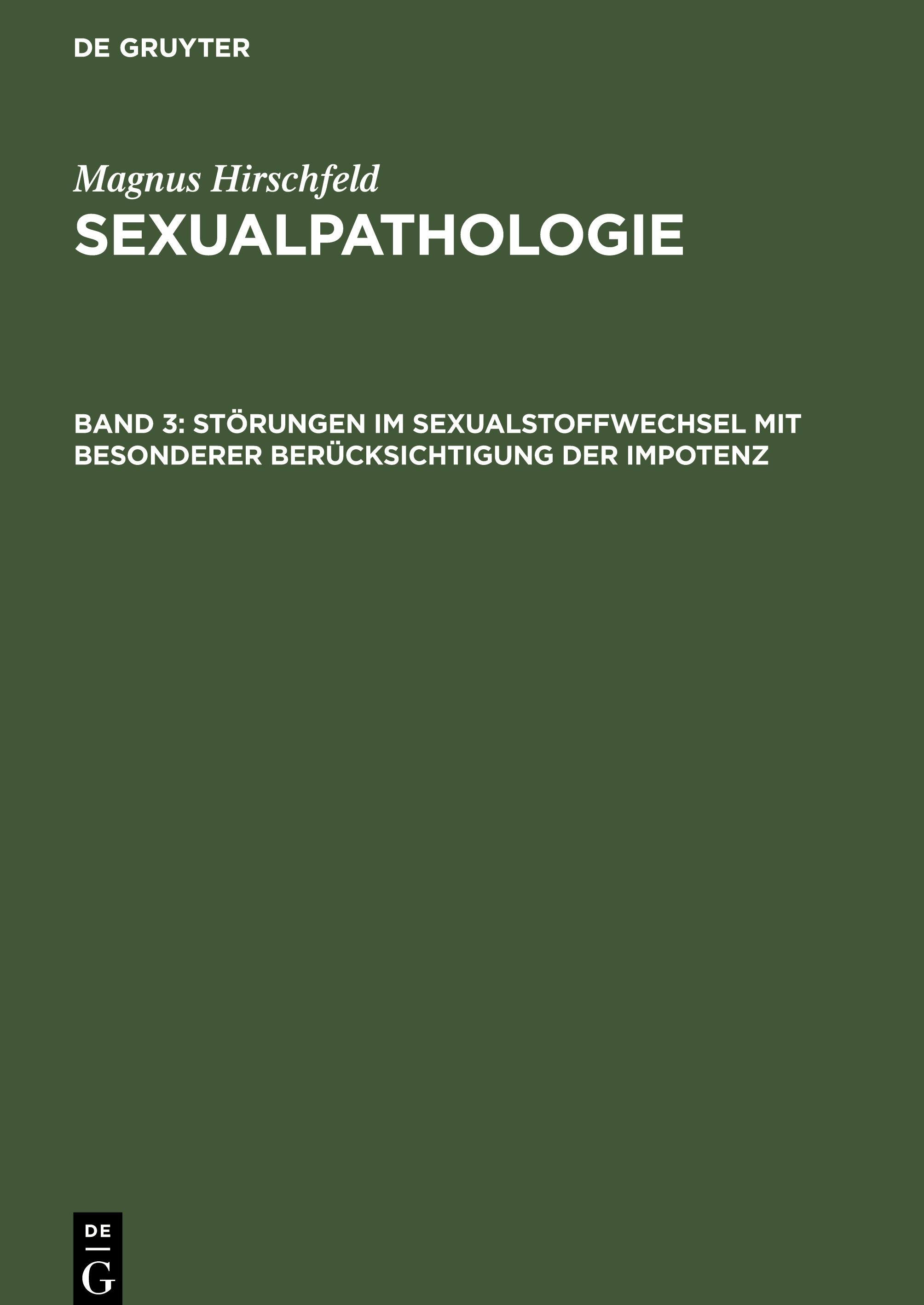 Störungen im Sexualstoffwechsel mit besonderer Berücksichtigung der Impotenz