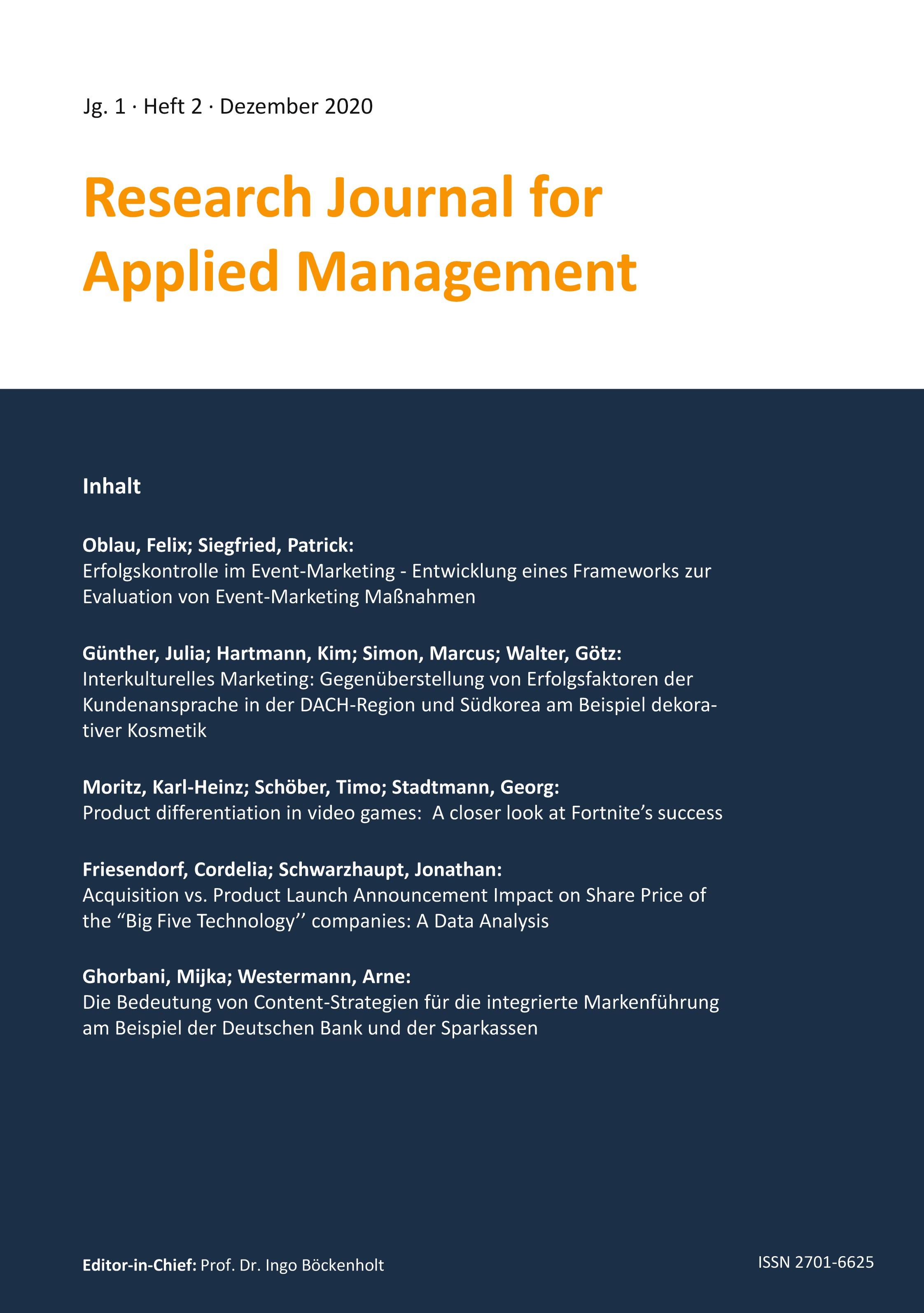Research Journal for Applied Management - Jg. 1, Heft 2