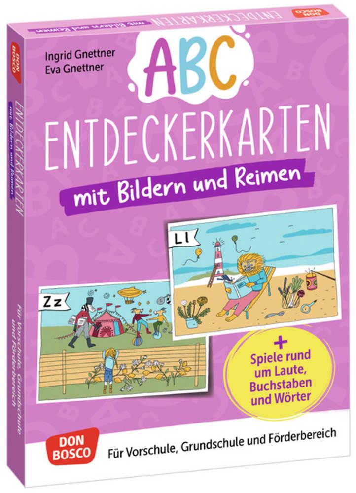 Abc-Entdeckerkarten mit Bildern und Reimen