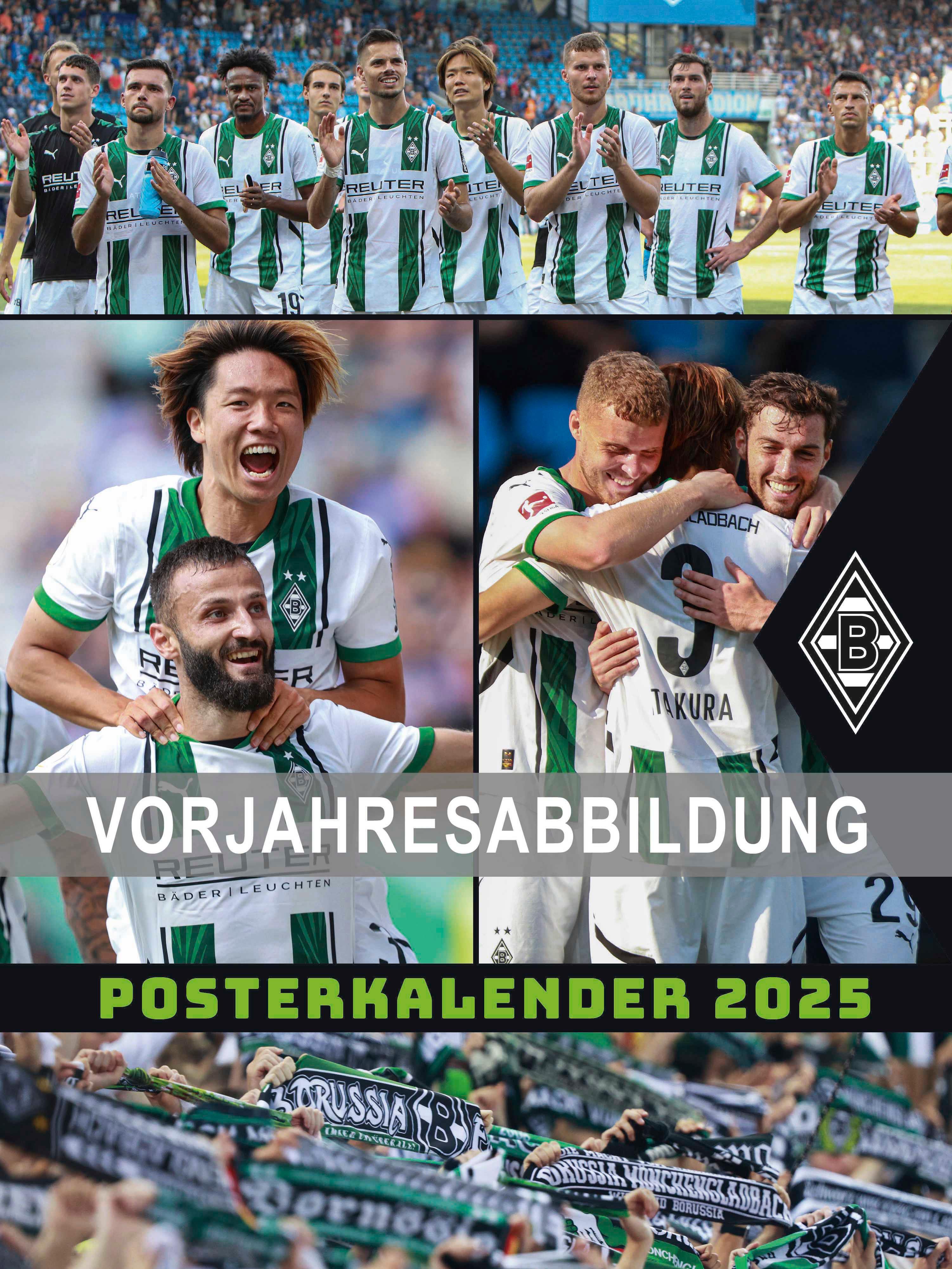Borussia Mönchengladbach 2026 Wandkalender XL - Fußballkalender - Fankalender - 48x64 - Sport