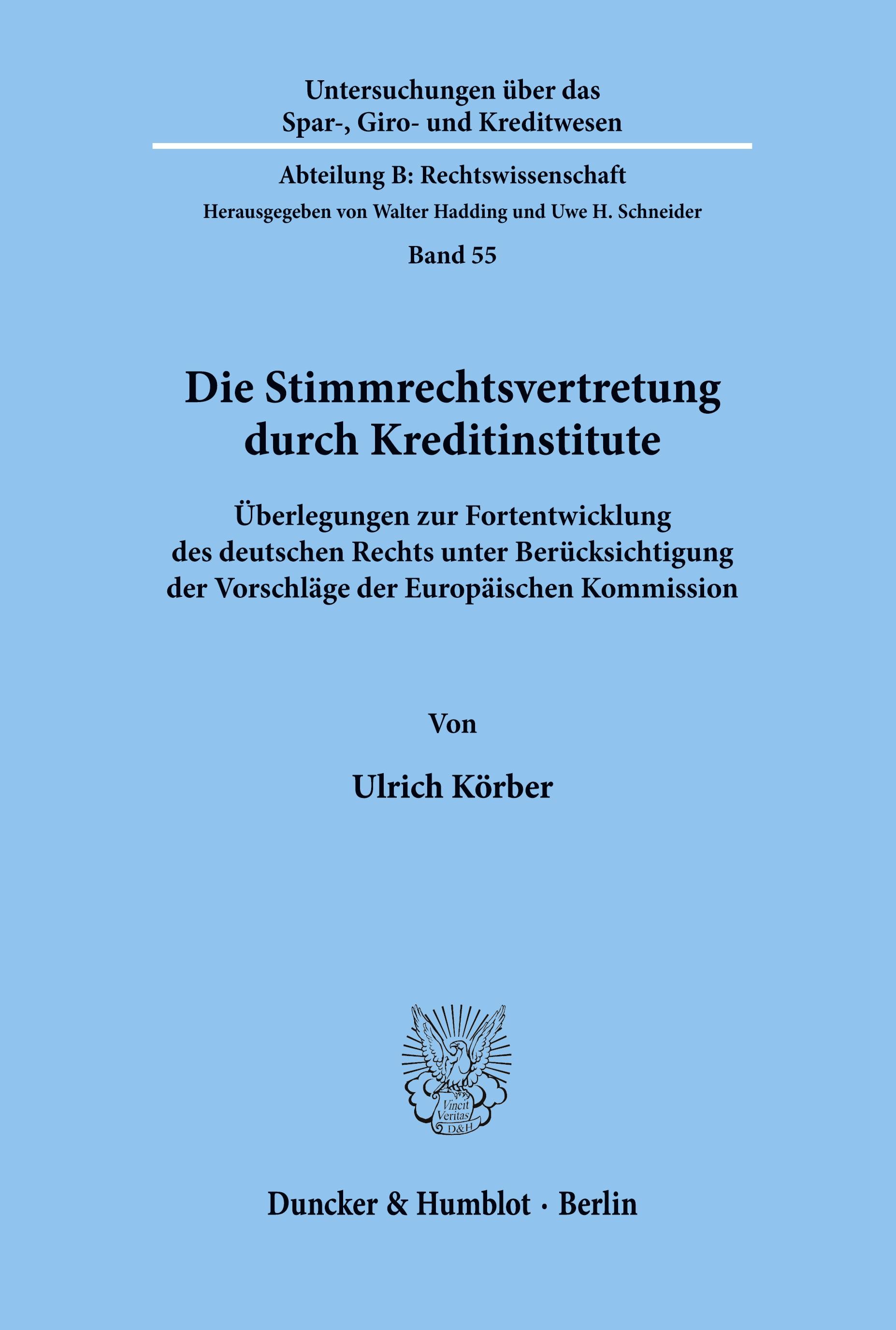 Die Stimmrechtsvertretung durch Kreditinstitute.