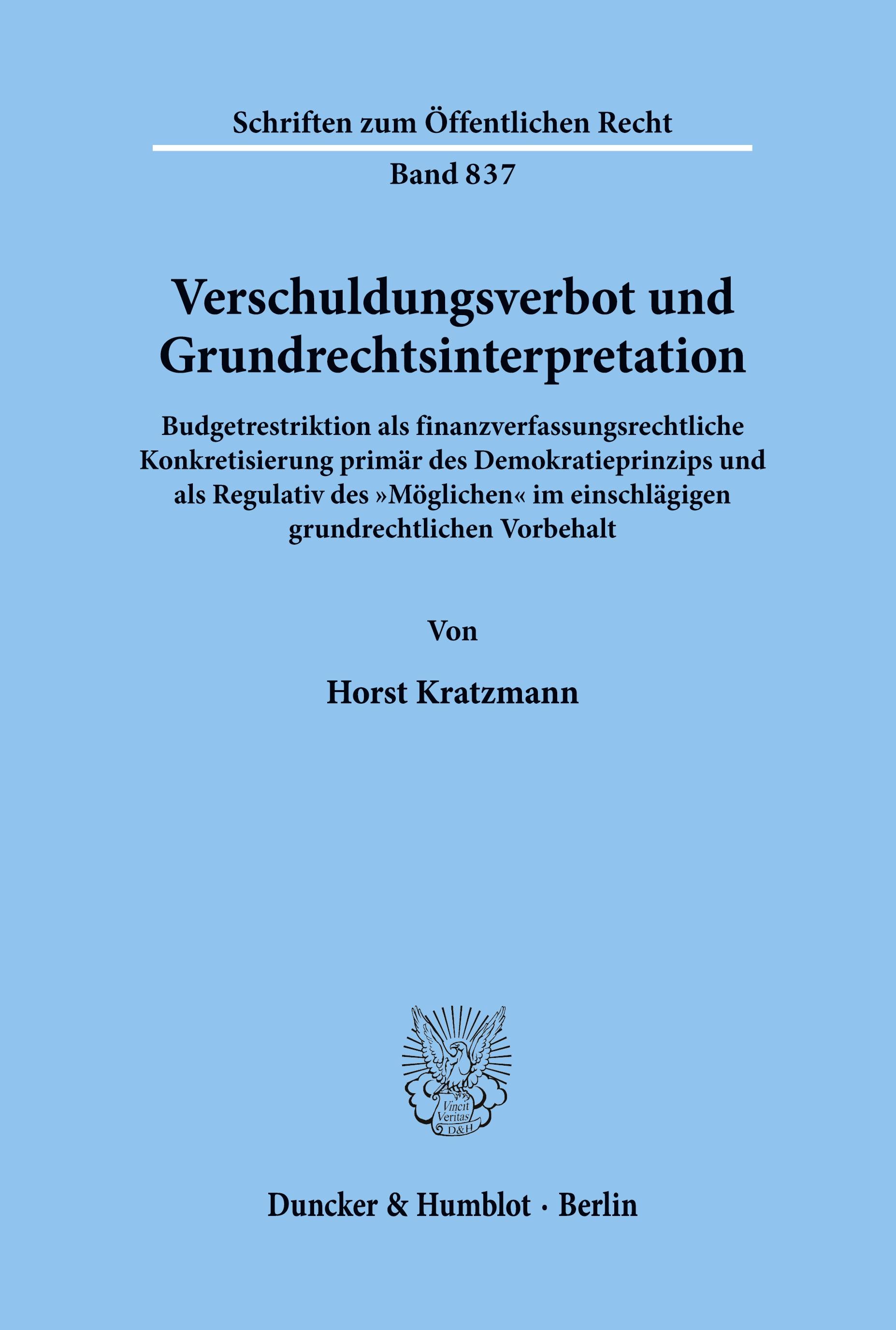 Verschuldungsverbot und Grundrechtsinterpretation.