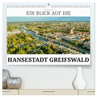 Ein Blick auf die Hansestadt Greifswald (hochwertiger Premium Wandkalender 2025 DIN A2 quer), Kunstdruck in Hochglanz