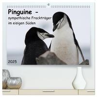 Pinguine - sympathische Frackträger im eisigen Süden (hochwertiger Premium Wandkalender 2025 DIN A2 quer), Kunstdruck in Hochglanz