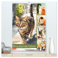Bezaubernde Katzen. Miezen im lieblichen Aquarell-Stil (hochwertiger Premium Wandkalender 2025 DIN A2 hoch), Kunstdruck in Hochglanz