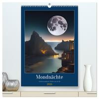Mondnächte- Mondverzauberte Nächte aus der KI (hochwertiger Premium Wandkalender 2026 DIN A2 hoch), Kunstdruck in Hochglanz