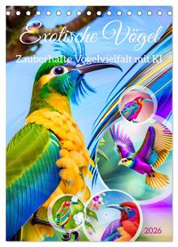 Exotische Vögel. Zauberhafte Vogelvielfalt mit KI (Tischkalender 2026 DIN A5 hoch), CALVENDO Monatskalender