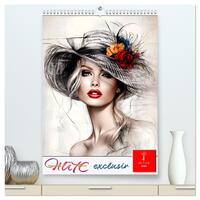 Hüte exclusiv (hochwertiger Premium Wandkalender 2026 DIN A2 hoch), Kunstdruck in Hochglanz