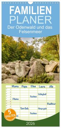 Familienplaner 2026 - Der Odenwald und das Felsenmeer mit 5 Spalten (Wandkalender, 21 x 45 cm) CALVENDO
