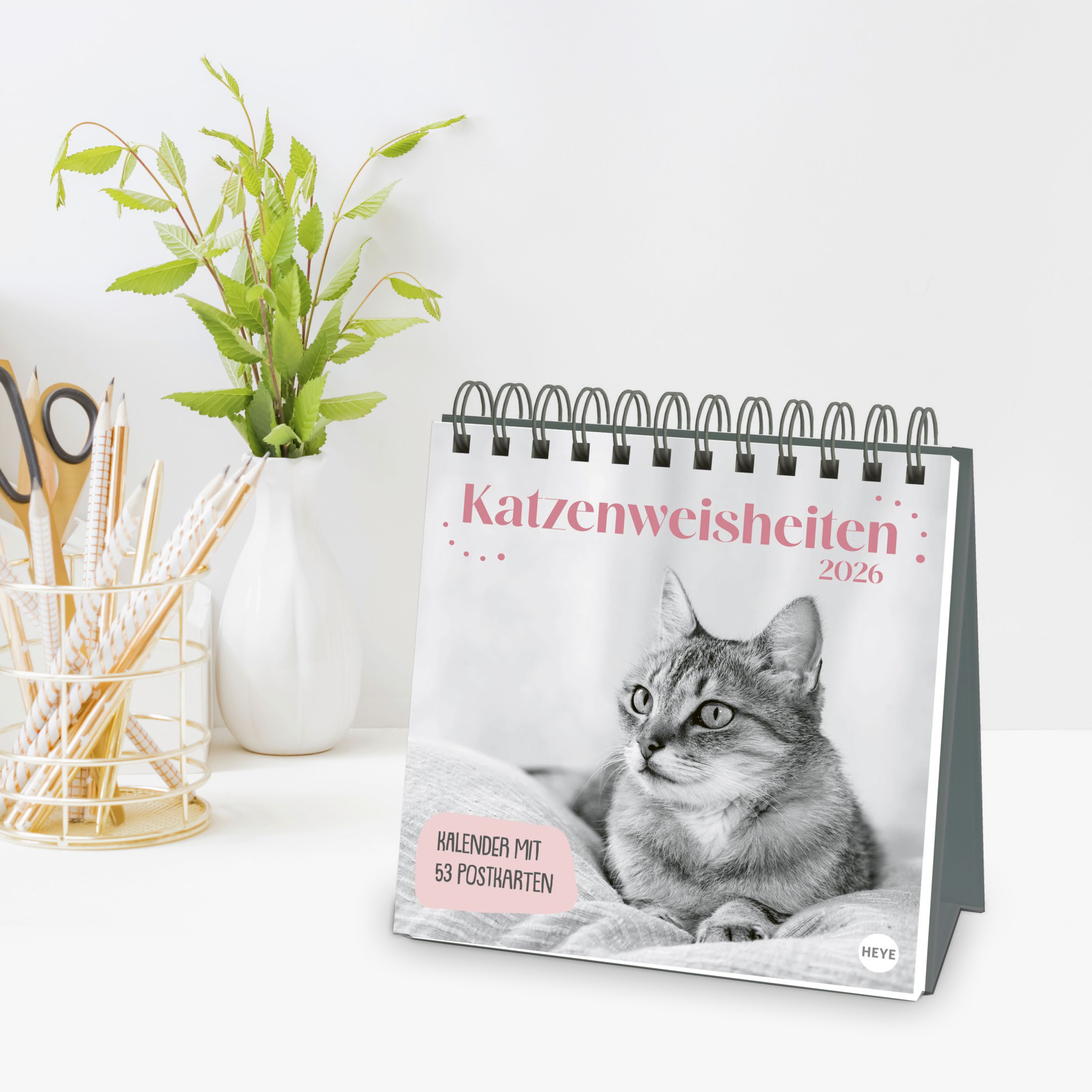 Katzen Weisheiten Premium-Postkartenkalender 2026