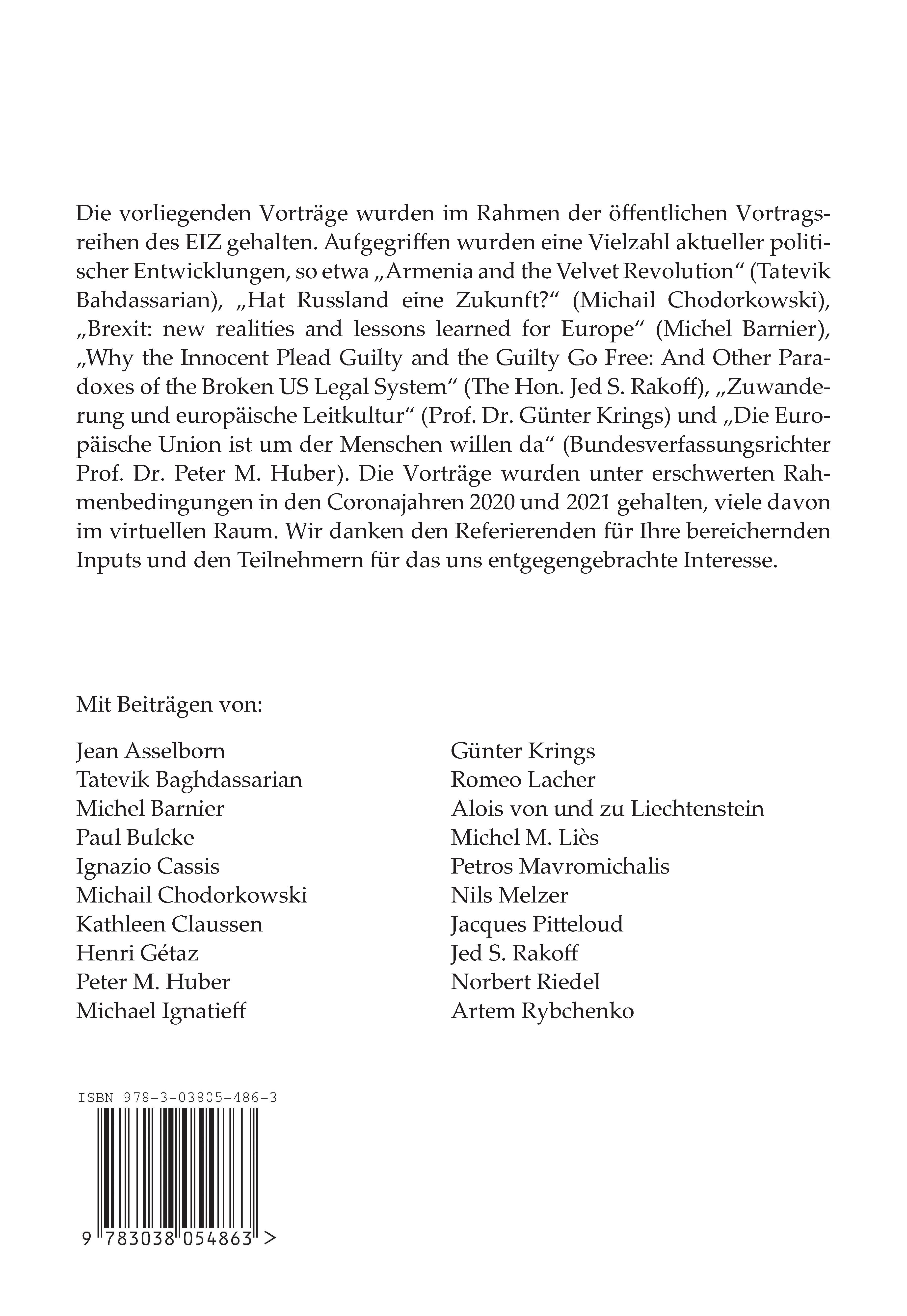 Rückseitencover Europa in turbulenten Zeiten