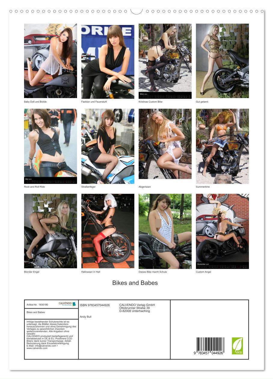 Bikes and Babes (hochwertiger Premium Wandkalender 2025 DIN A2 hoch), Kunstdruck in Hochglanz
