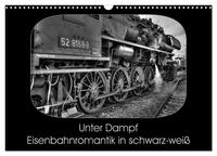 Unter Dampf - Eisenbahnromantik in schwarz-weiß (Wandkalender 2025 DIN A3 quer), CALVENDO Monatskalender