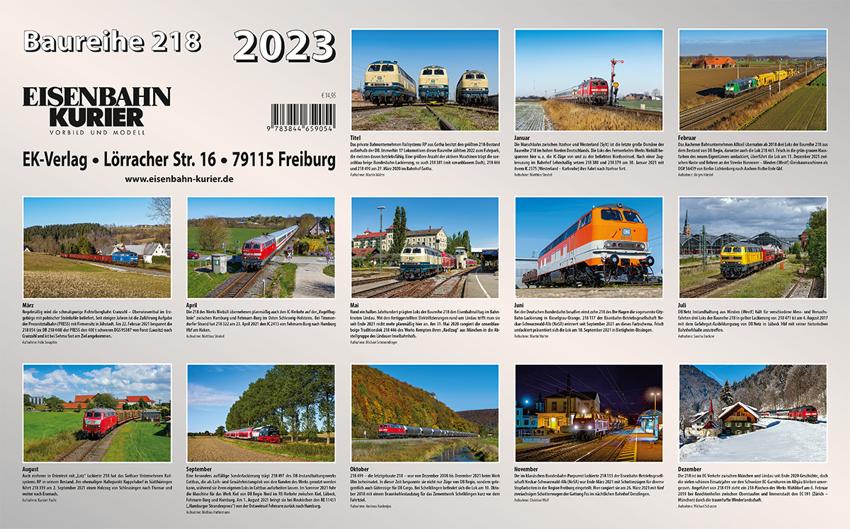 Rückseitencover Baureihe 218 - 2023