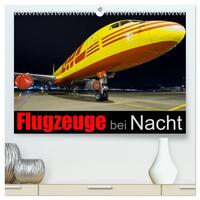 Flugzeuge bei Nacht (hochwertiger Premium Wandkalender 2026 DIN A2 quer), Kunstdruck in Hochglanz