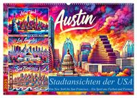 Stadtansichten der USA in Tusche (Wandkalender 2025 DIN A2 quer), CALVENDO Monatskalender