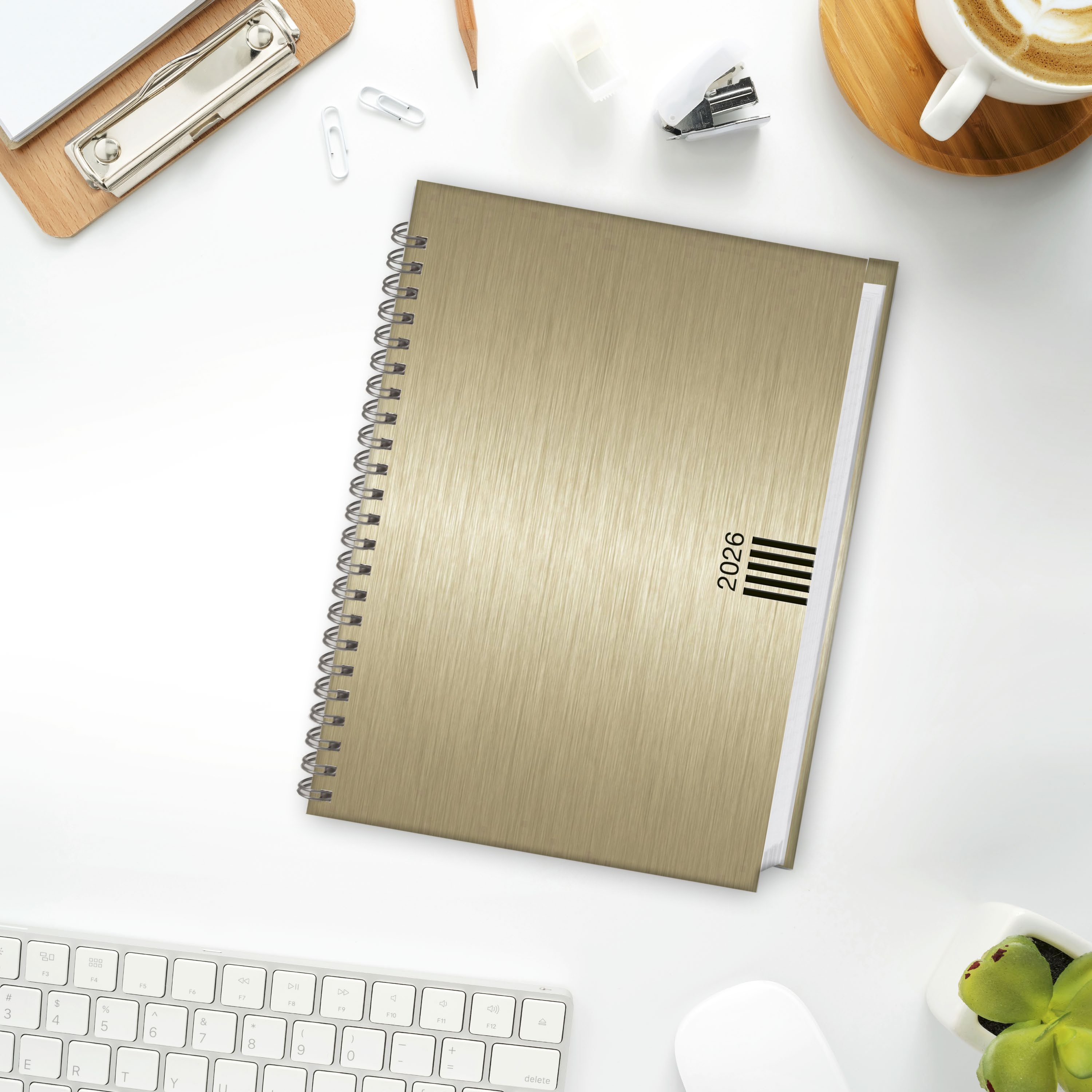 Wochen-Cheftimer A5, Alu gold 2026