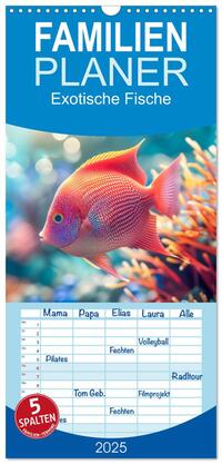 Familienplaner 2025 - Exotische Fische mit 5 Spalten (Wandkalender, 21 x 45 cm) CALVENDO