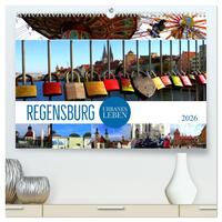 REGENSBURG - urbanes Leben (hochwertiger Premium Wandkalender 2026 DIN A2 quer), Kunstdruck in Hochglanz