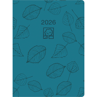 Vorderes Coverbild Taschenkalender türkis 2026 - Bürokalender 10,2x14,2 - 1 Tag auf 1 Seite - robuster Kartoneinband - Stundeneinteilung 7-19 Uhr - Blauer Engel - 610-0721