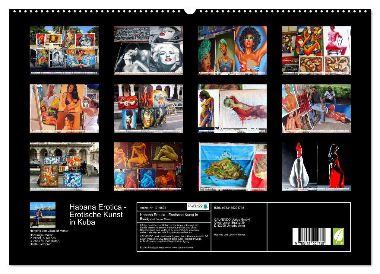 Habana Erotica - Erotische Kunst in Kuba (hochwertiger Premium Wandkalender 2025 DIN A2 quer), Kunstdruck in Hochglanz