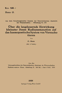 Vorderes Coverbild Über die langdauernde Einwirkung kleinster Dosen Radiumemanation auf das haemopoetische System von Versuchstieren