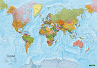 Vorderes Coverbild Wandkarte: Die Welt, deutsch, Poster 1:40.000.000, Metallbestäbt in Rolle