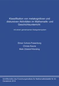 Klassifikation von metakognitiven und diskursiven Aktivitäten im Mathematik- und Geschichtsunterricht mit einem gemeinsamen Kategoriensystem