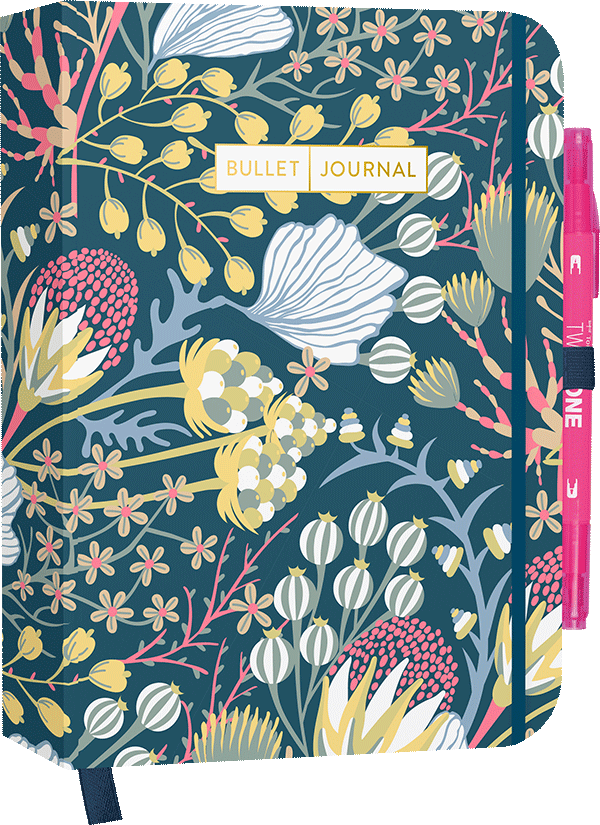 Bullet Journal "Floral" mit original Tombow TwinTone Dual-Tip Marker 22 pink