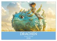 Vorderes Coverbild Drachen - Verspielt und fluffig (Wandkalender 2026 DIN A3 quer), CALVENDO Monatskalender