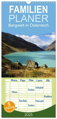 Familienplaner 2025 - Bergwelt in Österreich mit 5 Spalten (Wandkalender, 21 x 45 cm) CALVENDO