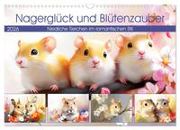 Nagerglück und Blütenzauber. Niedliche Tierchen im romantischen Stil (Wandkalender 2026 DIN A3 quer), CALVENDO Monatskalender