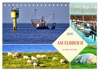 Am Elbdeich - Von Schiffen und Schafen (Tischkalender 2026 DIN A5 quer), CALVENDO Monatskalender