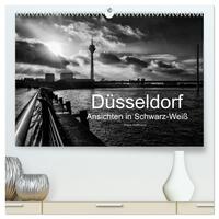 Düsseldorf Ansichten in Schwarz-Weiß (hochwertiger Premium Wandkalender 2026 DIN A2 quer), Kunstdruck in Hochglanz