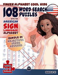 108 Word Search Puzzles with The American Sign Language Alphabet: Omnibus Adjectives, Verbs, Adverbs