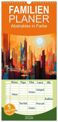 Vorderes Coverbild Familienplaner 2026 - Abstraktes in Farbe mit 5 Spalten (Wandkalender, 21 x 45 cm) CALVENDO