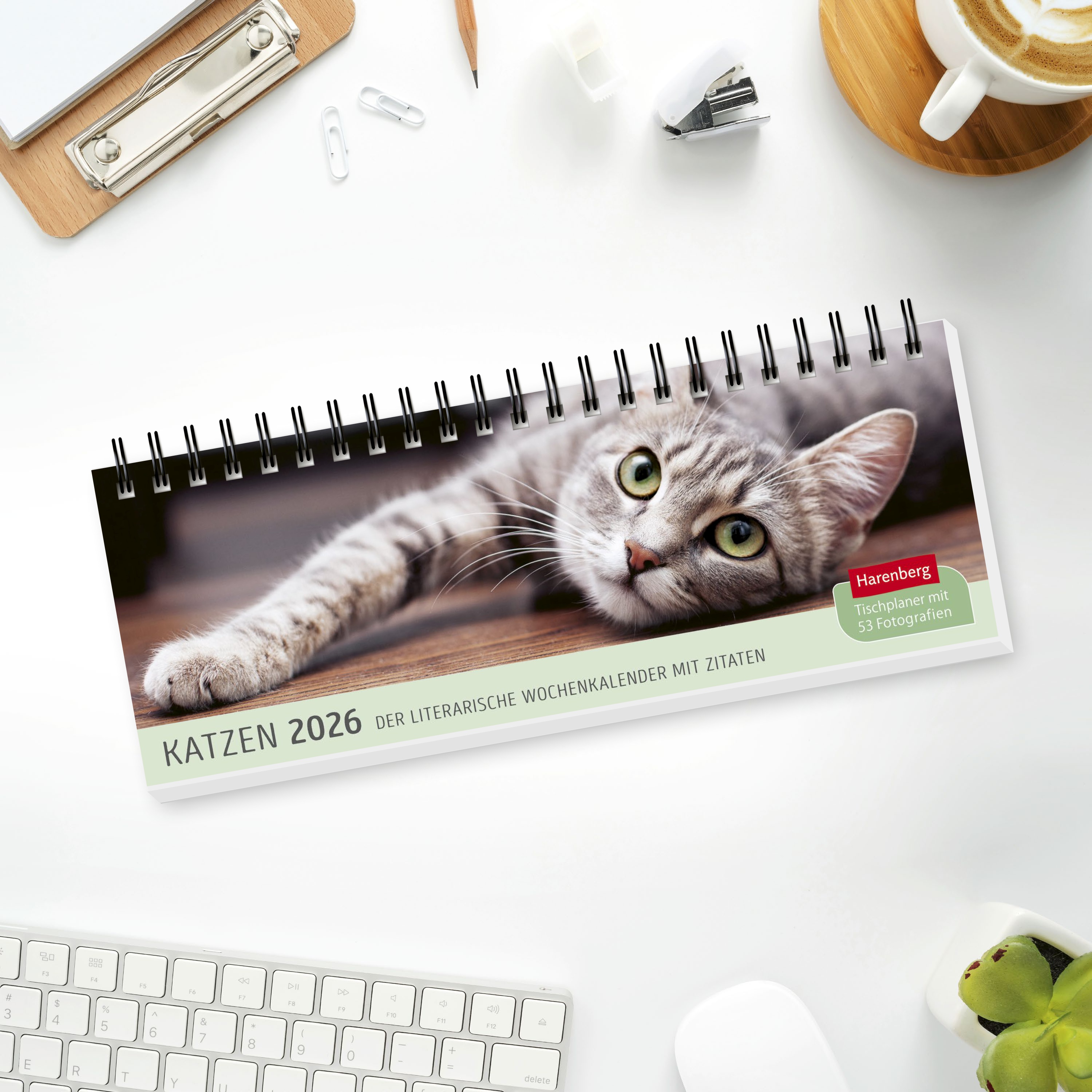 Katzen Premium-Tischplaner 2026 - Der literarische Wochenkalender mit Zitaten
