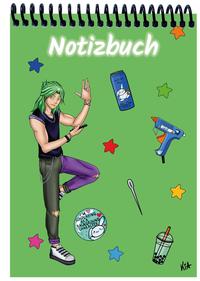 Vorderes Coverbild A 4 Notizblock Manga Quinn, grün, blanko