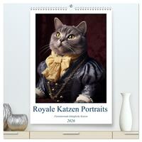 Royale Katzen Portraits (hochwertiger Premium Wandkalender 2026 DIN A2 hoch), Kunstdruck in Hochglanz