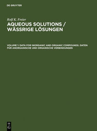 Data for Inorganic and Organic Compounds. Daten für Anorganische und Organische Verbindungen