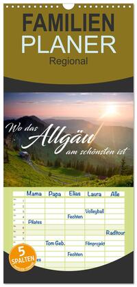 Familienplaner 2025 - Wo das Allgäu am schönsten ist mit 5 Spalten (Wandkalender, 21 x 45 cm) CALVENDO