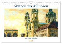 Skizzen aus München (Wandkalender 2025 DIN A4 quer), CALVENDO Monatskalender