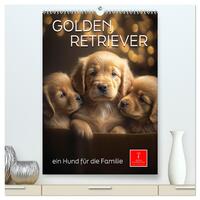 Golden Retriever - ein Hund für die Familie (hochwertiger Premium Wandkalender 2026 DIN A2 hoch), Kunstdruck in Hochglanz