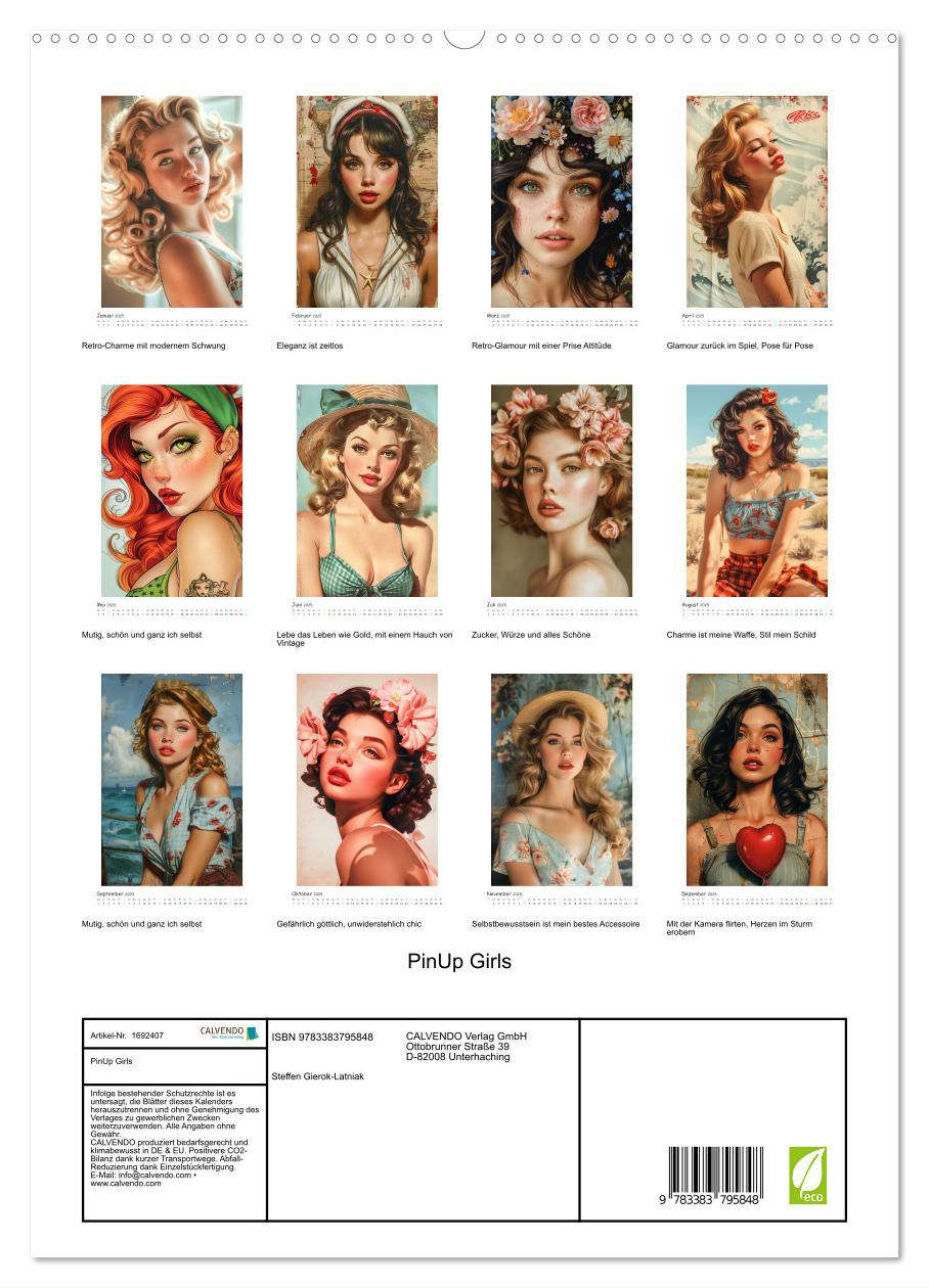 PinUp Girls (hochwertiger Premium Wandkalender 2025 DIN A2 hoch), Kunstdruck in Hochglanz